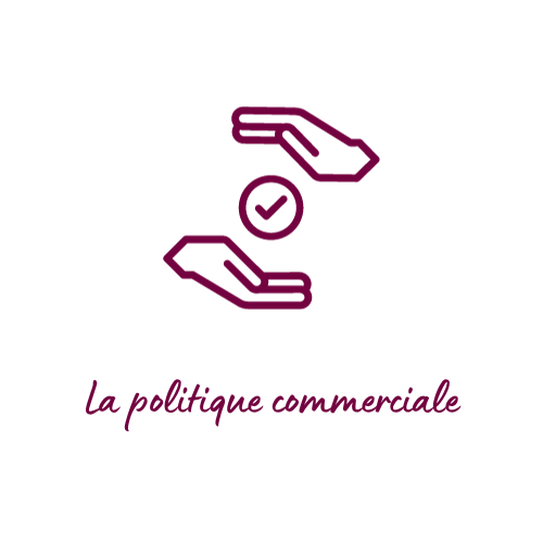 Icône qui représente l'étude de la politique commerciale